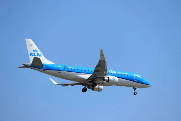 Amsterdam Augustus 2020 Exl Klm Cityhopper Embraer Erj 175Std Eindnadering — Stockfoto