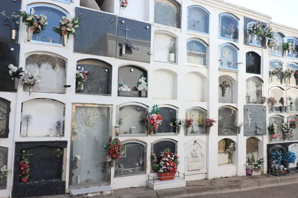 Fiori Pietre Tipico Cimitero Spagnolo Vicino Barcellona — Foto Stock