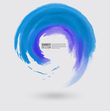 Suluboya mavi doku. Girdap kontur beyaz arka plan üzerinde yuvarlak mürekkep. Basit sarmal tarzı. Grunge daire lekeleri vektör çizim.