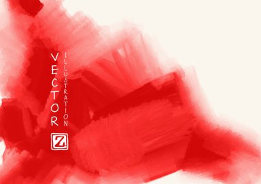 Soyut mürekkep arka plan. Japon tarzı. Kırmızı, kan, beyaz mürekkeple su. Vektör çizim