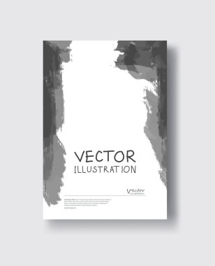 Siyah gri soyut tasarım. Broşür, tek renkli öğe üzerinde beyaz izole boya mürekkep. Grunge afiş boyar. Basit birleşim. Sıvı mürekkep. Arka plan afiş, kart, poster, kimlik, web tasarım için.