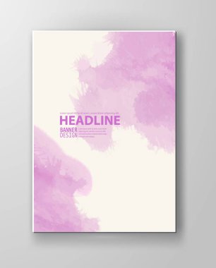 Sulu boya pembe renk tasarım afiş. Vektör çizim