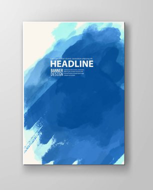 Boyalı grunge poster öğesi. Mavi mürekkep vektör afiş izole üzerinde beyaz lekeler. Arka tasarımı için. El vektör çizim beyaz zemin üzerine çekilmiş. Fırça konturları vektör.