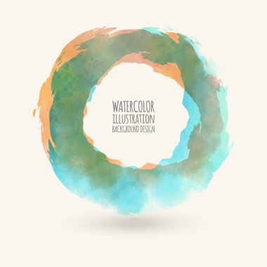 Suluboya daire doku. Beyaz arka plan üzerinde yuvarlak kontur mürekkep. Basit tarzı. Grunge daire lekeleri vektör çizim.