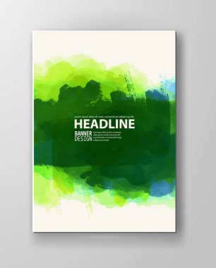 Vektör. Sulu boya lekesi ile boya kartı. Elle çizilmiş ile banner tasarımınız için beyaz arka plan üzerinde engelliyor. Kaydetme tarihi, kartpostal, afiş, logo.