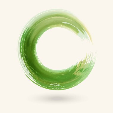 Suluboya yeşil doku. Beyaz arka plan üzerinde yuvarlak kontur mürekkep. Basit tarzı. Grunge daire lekeleri vektör çizim.