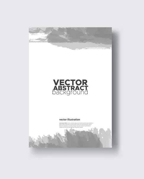 Design Abstrait Gris Noir Peinture Encre Sur Brochure Élément Monochrome — Image vectorielle