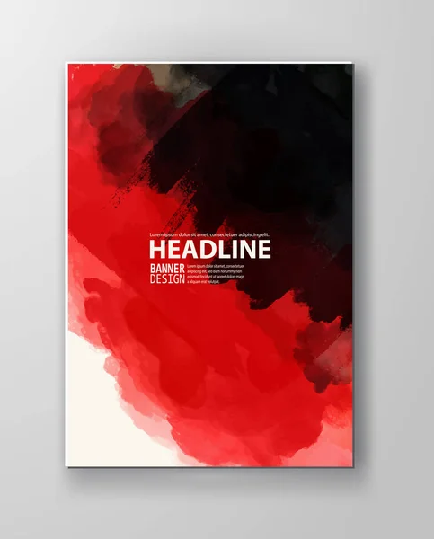 Boyalı Grunge Poster Öğesi Kırmızı Siyah Mürekkep Vektör Afiş Izole — Stok Vektör