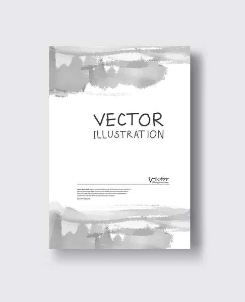Zwart Grijze Abstract Design Verf Brochure Monochrome Geïsoleerd Witte Inkt — Stockvector