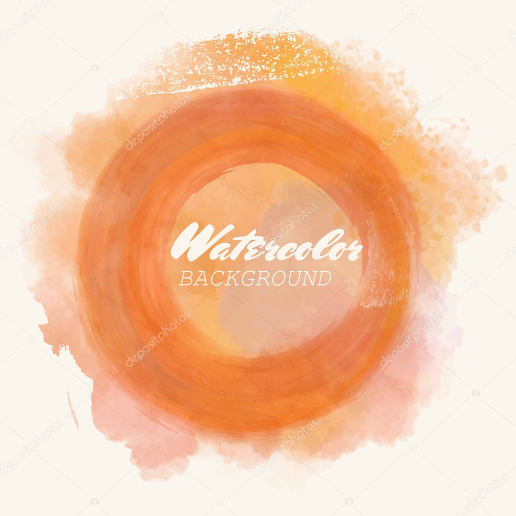 Abstract yellow orange watercolor brush strokes painted on white background. Texture paper. Vector illustration.