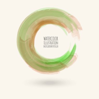 Suluboya yeşil doku. Beyaz arka plan üzerinde yuvarlak kontur mürekkep. Basit tarzı. Grunge daire lekeleri vektör çizim.