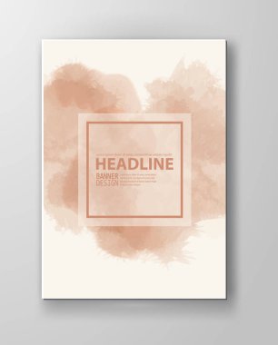 Suluboya şeftali rengi tasarım afiş. Vektör çizim