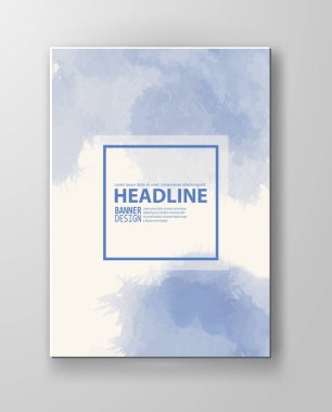 Suluboya mavi renk tasarım afiş. Vektör çizim