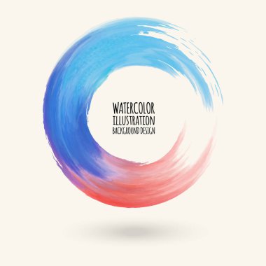 Suluboya mavi doku. Beyaz arka plan üzerinde yuvarlak kontur mürekkep. Basit tarzı. Grunge daire lekeleri vektör çizim.