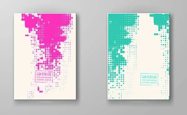 Minimale Kleur Dekt Designset Geometrische Cirkel Halftone Kleur Achtergrond Vectorillustratie — Stockvector