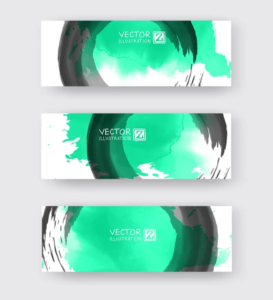 Banners Com Elemento Tinta Cor Abstrato Lavar Elemento Pintura Estilo — Vetor de Stock