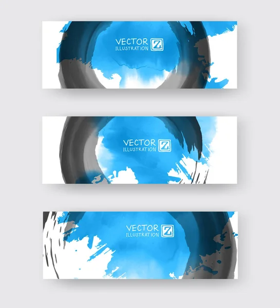 Banners Met Abstracte Kleur Inkt Element Wassen Schilderij Element Oost — Stockvector