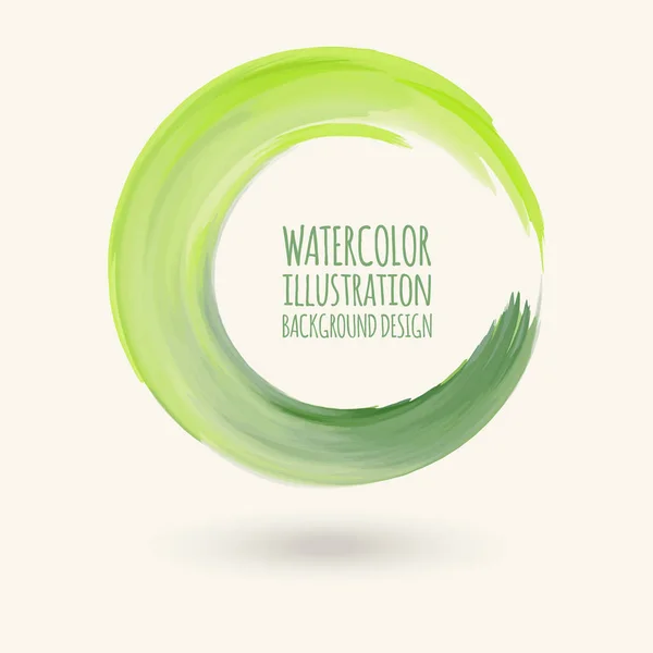 Texture Aquarelle Verte Encre Trait Rond Sur Fond Blanc Style — Image vectorielle