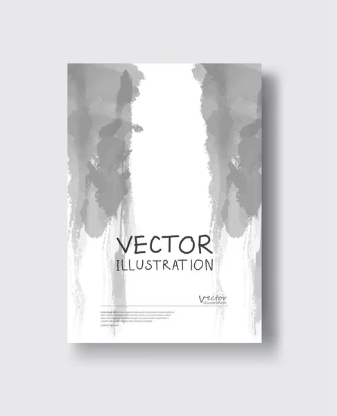 Schwarz Graues Abstraktes Design Tuschefarbe Auf Broschüre Monochromes Element Isoliert — Stockvektor
