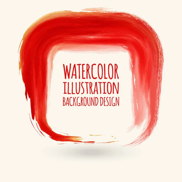 Encre Rouge Trait Carré Sur Fond Blanc Élément Aquarelle Illustration — Image vectorielle