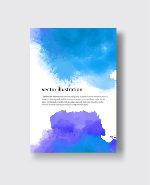 水彩の青い海の色デザイン バンネ ベクトル図 — ストックベクタ