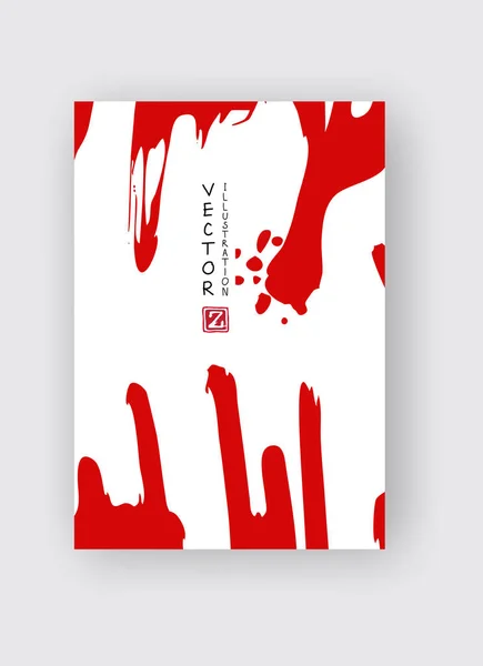 Red ink brush stroke on white background. Japanese style. — Stock Vector