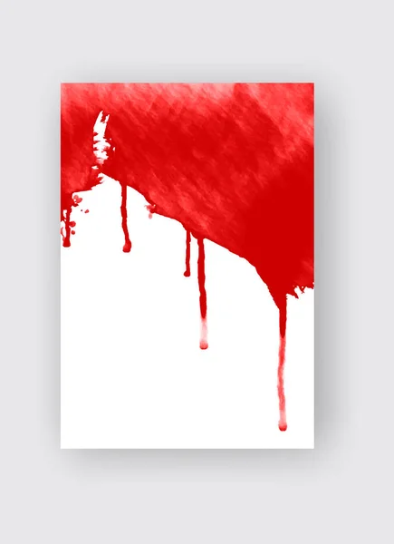 Rode inkt penseel slag op witte achtergrond. Japanse stijl. — Stockvector