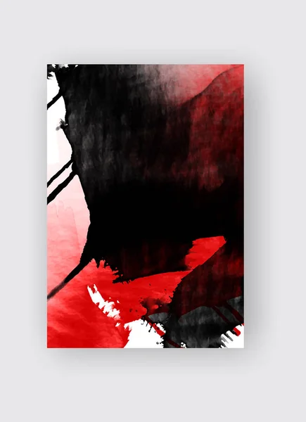 Pennellata inchiostro nero e rosso su sfondo bianco. Stile giapponese. — Vettoriale Stock