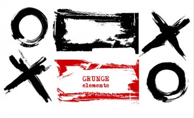 Siyah boya seti, mürekkep fırça darbeleri, fırçalar, çizgiler, grungy.