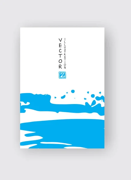 白い背景に青いインクブラシストローク。和風. — ストックベクタ