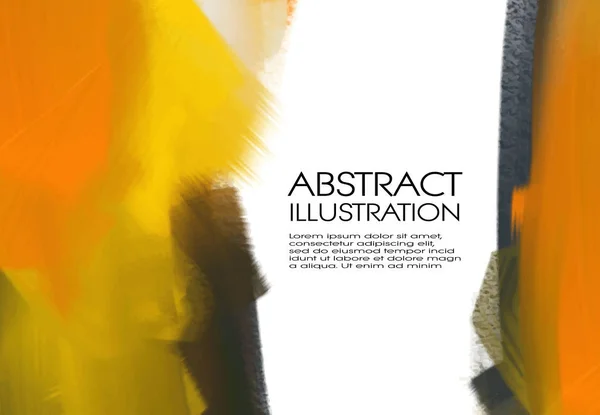 Elegant template design with orange, gold, yellow, black ink brush elements. — Stock Vector