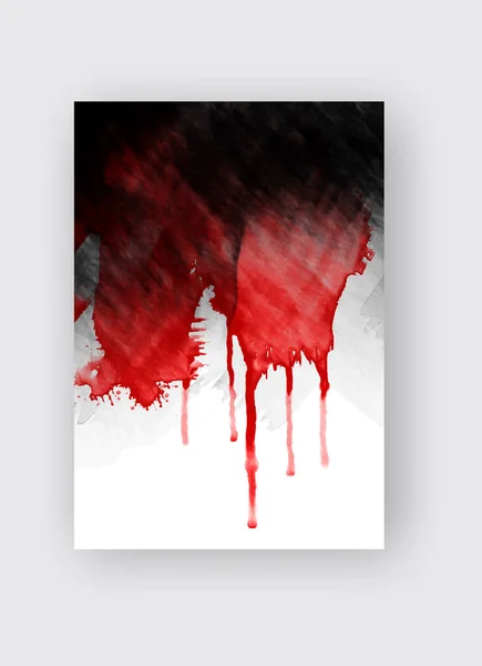 Zwarte en rode inkt penseel slag op witte achtergrond. Japanse stijl. — Stockvector