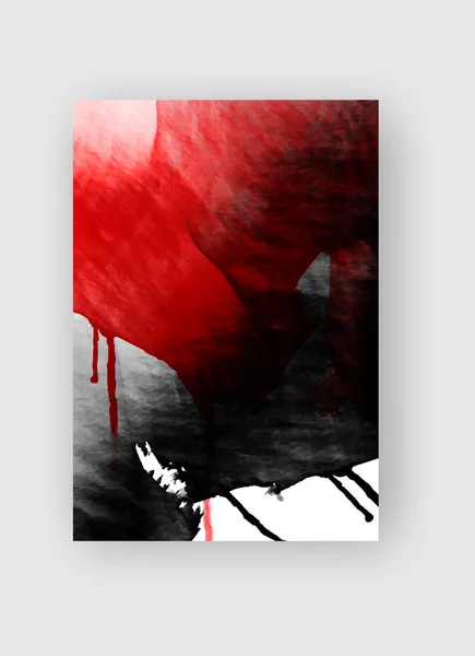 Coup de pinceau encre noire et rouge sur fond blanc. Style japonais. — Image vectorielle