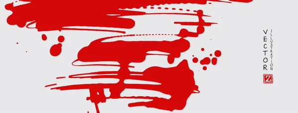 红色墨水笔划在白色背景上.日本风格. — 图库矢量图片