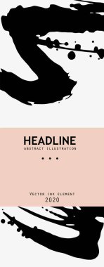 Beyaz arka planda siyah mürekkep fırçası darbesi. Japon tarzı. Grunge lekelerinin vektör illüstrasyonu