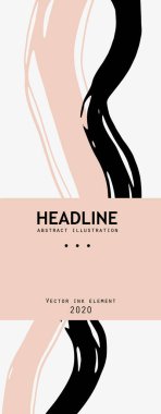 Beyaz arka planda siyah mürekkep fırçası darbesi. Japon tarzı. Grunge lekelerinin vektör illüstrasyonu