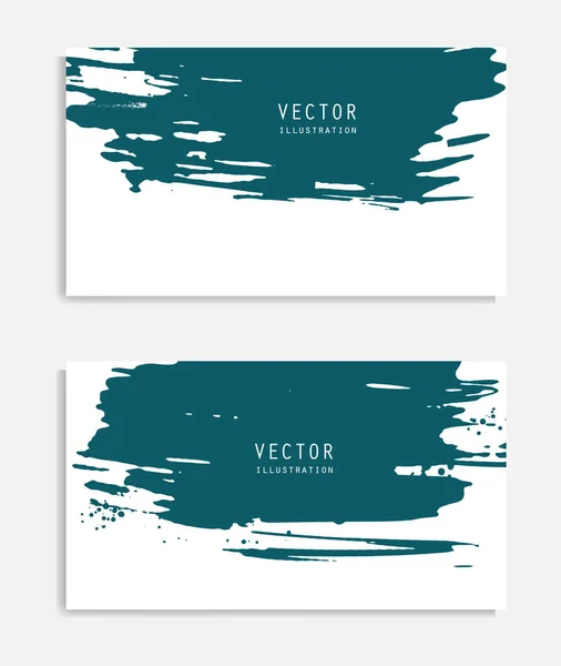 Abstract Ink Brush Banners Set Grunge Effect Japanese Style Vector — Stock Vector