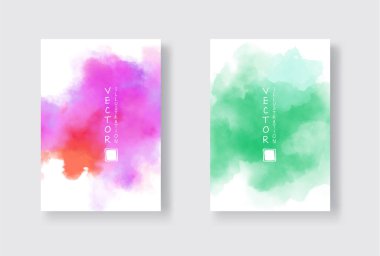 Parlak renkli vektör suluboya arkaplan seti. Soyut resimleme