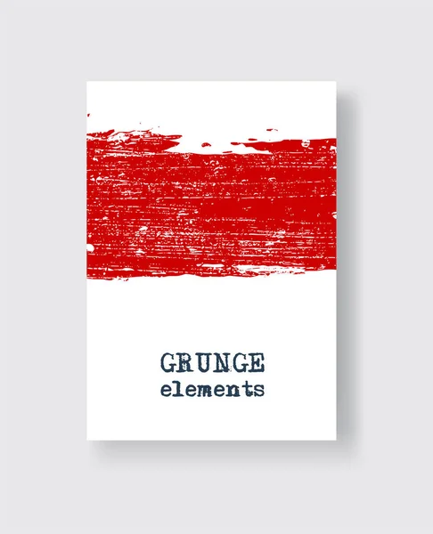 Röd Grunge Pensel Stroke Vit Bakgrund Minimalistisk Stil Vektor Illustration — Stock vektor