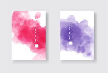 Parlak renkli vektör suluboya arkaplan seti. Soyut resimleme