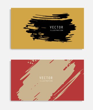 Grunge efektli soyut mürekkep fırçası pankartları. Japon tarzı. Vektör illüstrasyonu