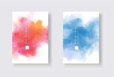 Parlak renkli vektör suluboya arkaplan seti. Soyut resimleme