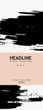 Beyaz arka planda siyah mürekkep fırçası darbesi. Japon tarzı. Grunge lekelerinin vektör illüstrasyonu