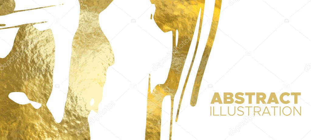 Vector White and Gold Design Templates for Brochures, Flyers, Mobile Technologies, Applications, Online Services, Typographic Emblems, Logo, Banners and Infographic. Golden Abstract Background.