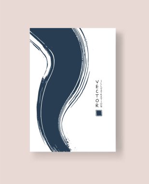 Grunge efektli soyut mürekkep fırçası afişleri. Vektör illüstrasyonu