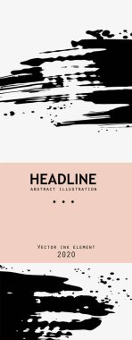 Beyaz arka planda siyah mürekkep fırçası darbesi. Japon tarzı. Grunge lekelerinin vektör illüstrasyonu