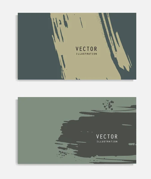 Abstract Ink Brush Banners Set Grunge Effect Japanese Style Vector — Stock Vector
