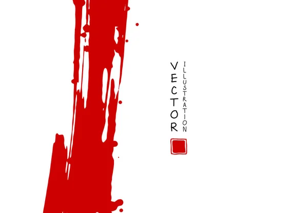 Abstracte Inkt Achtergrond Chinese Japanse Kalligrafie Kunst Stijl Rode Verf — Stockvector