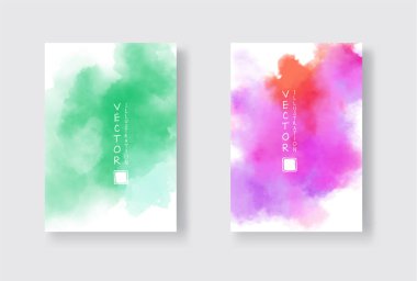 Parlak renkli vektör suluboya arkaplan seti. Soyut resimleme