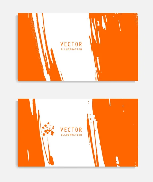 Abstrakt Bläckborste Banners Som Med Grunge Effekt Japansk Stil Vektorillustration — Stock vektor
